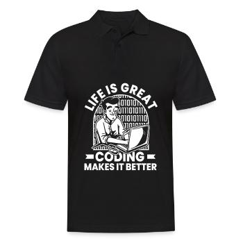 Développeur Coder Programmeur Humour - Polo Homme - noir - Devant - Kai (181cm)
