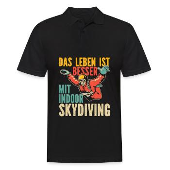 Indoor Skydiving Indoor Fallschirmspringen - Männer Poloshirt - Schwarz - Vorne - Kai (181cm)