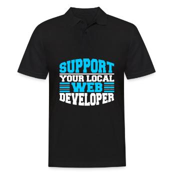 Web Entwickler Webdeveloper Unterstützung - Männer Poloshirt - Schwarz - Vorne - Kai (181cm)