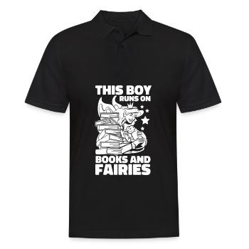 Buch Leseratte Bücherwurm Niedlich Buchfee - Männer Poloshirt - Schwarz - Vorne - Kai (181cm)