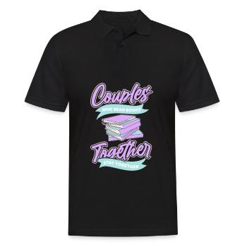 Buch Leseratte Bücherwurm Paar - Männer Poloshirt - Schwarz - Vorne - Kai (181cm)
