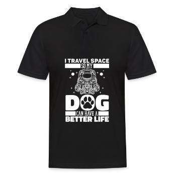 Astronaut Astronaut Cosmonaut Dog - Men's Polo Shirt - black - Front - Kai (181cm)
