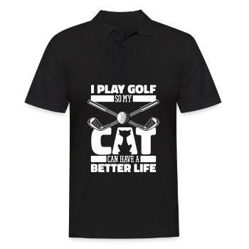 Golf Golfer Golfing Cat - Men's Polo Shirt - black - Front - Kai (181cm)
