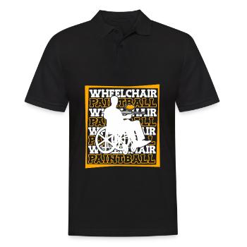 Paintball Rollstuhl - Männer Poloshirt - Schwarz - Vorne - Kai (181cm)