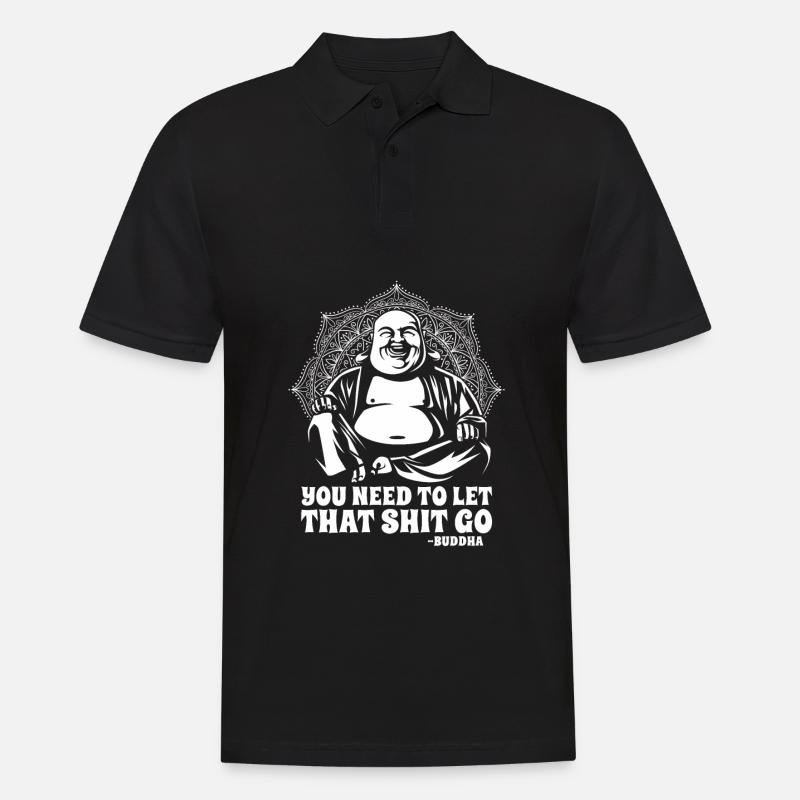 Bouddha bouddhiste drôle - Polo Homme - noir