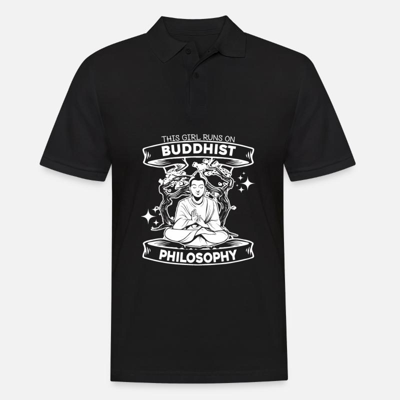 Buddha Buddhist Lustig - Männer Poloshirt - Schwarz