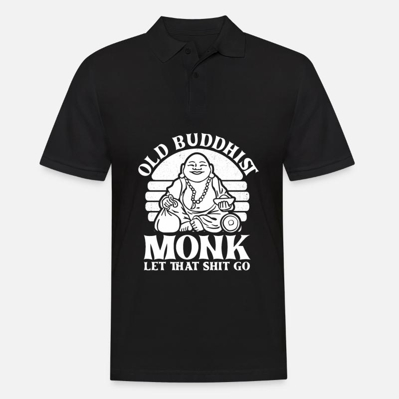 Bouddha moine bouddhiste - Polo Homme - noir