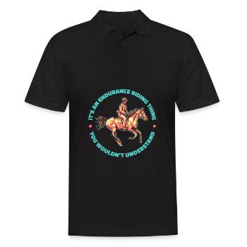 Pferd Reitsport Cool Ausdauerreiten - Männer Poloshirt - Schwarz - Vorne - Kai (181cm)