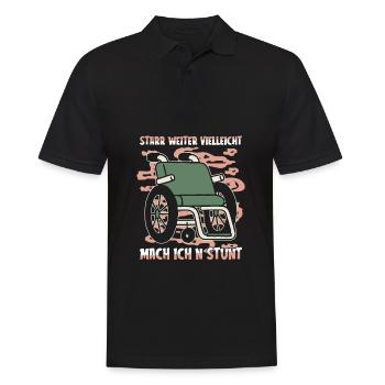 Rollstuhl Rollstuhlfahrer - Männer Poloshirt - Schwarz - Vorne - Kai (181cm)