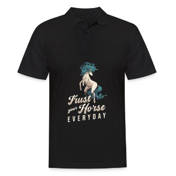 Pferd Reitsport Cool Ausdauerreiten - Männer Poloshirt - Schwarz - Vorne - Kai (181cm)