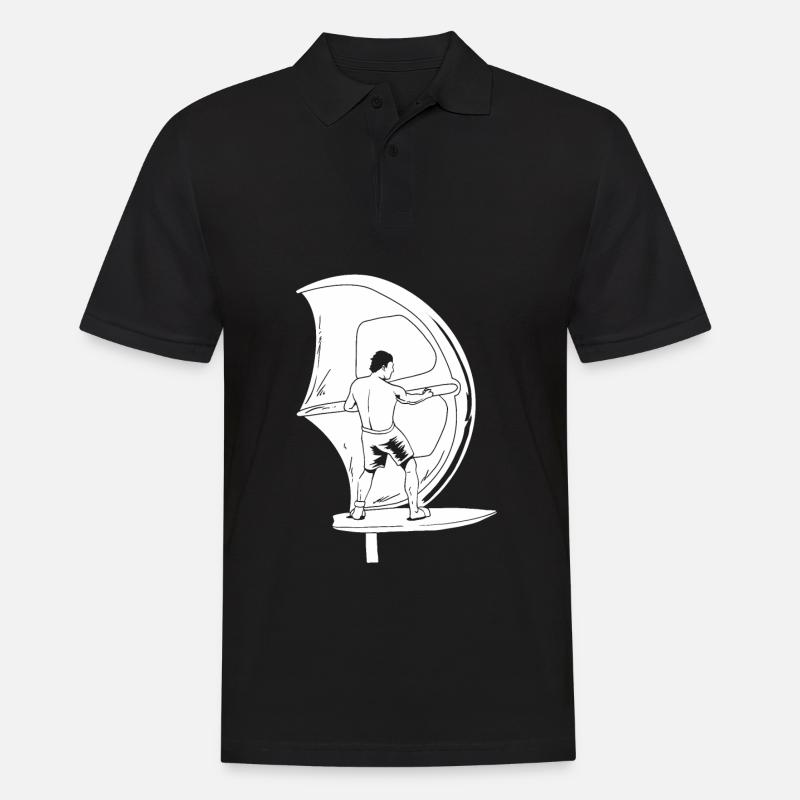 Wing Surf Wing Foil - Männer Poloshirt - Schwarz