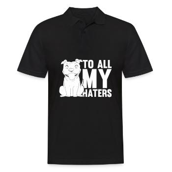Pitbull Funny Pitbull Ban To All My Haters - Men's Polo Shirt - black - Front - Kai (181cm)