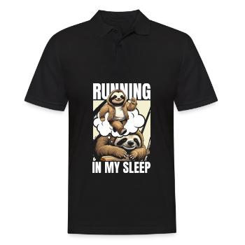 Faultier Lustig Faultier Läuft - Männer Poloshirt - Schwarz - Vorne - Kai (181cm)