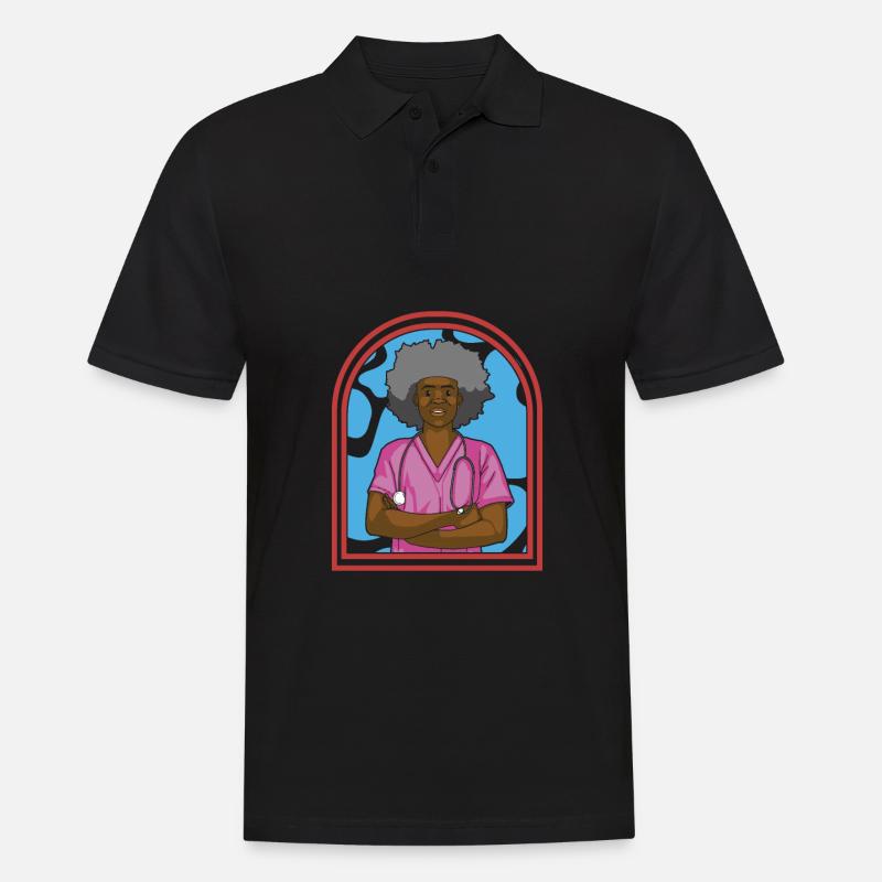 Krankenschwester Afro Notfall Krankenschwester - Männer Poloshirt - Schwarz