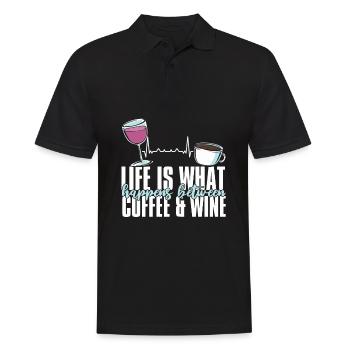 Kaffee Cafe Witzig Kaffee Wein - Männer Poloshirt - Schwarz - Vorne - Kai (181cm)