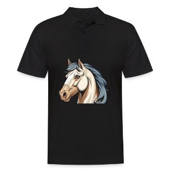 Pferd Reitsport Kopf - Männer Poloshirt - Schwarz - Vorne - Kai (181cm)