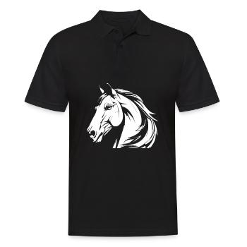 Pferd Reitsport Kopf - Männer Poloshirt - Schwarz - Vorne - Kai (181cm)