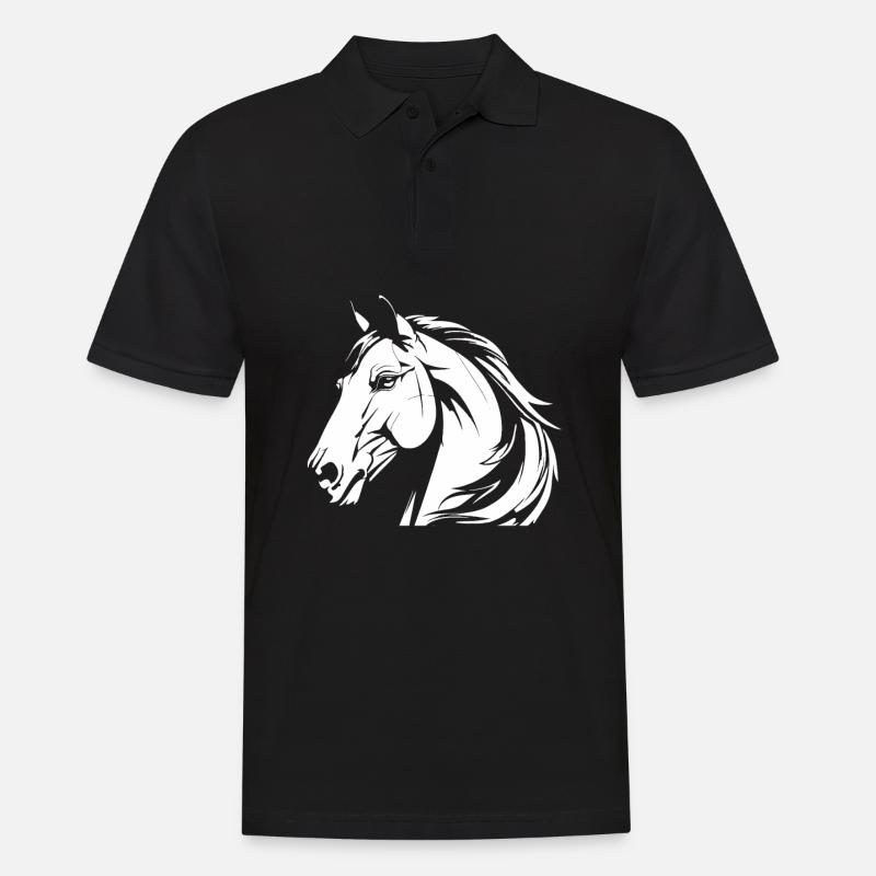 Pferd Reitsport Kopf - Männer Poloshirt - Schwarz