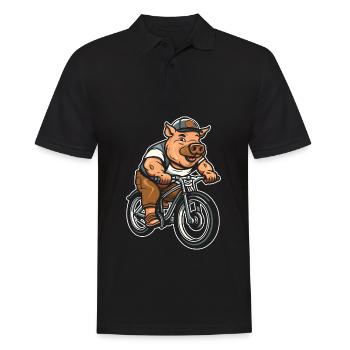 Schwein Schweinebauer Radfahren - Männer Poloshirt - Schwarz - Vorne - Kai (181cm)