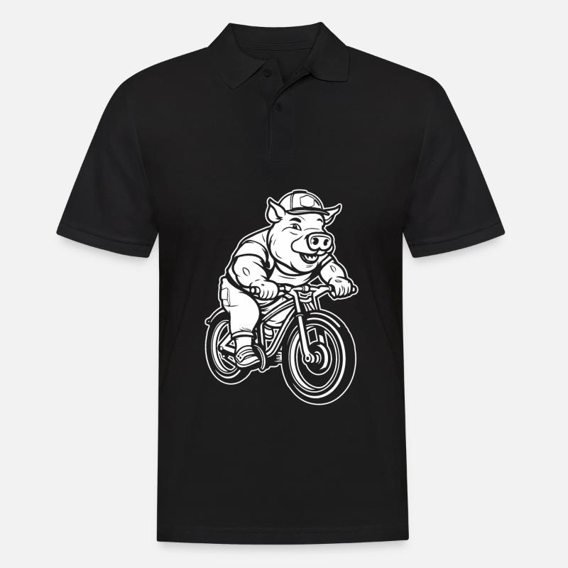 Cochon Cochon Éleveur Cyclisme - Polo Homme - noir