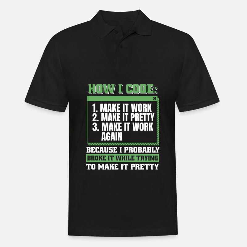 Développeur, Codeur, Programmeur - Polo Homme - noir