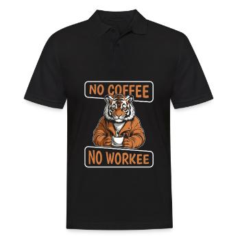 Kaffee Cafe Tiger No Coffee No Workee - Men's Polo Shirt - black - Front - Kai (181cm)