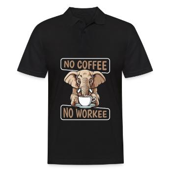 Kaffee Cafe Elefant No Coffee No Workee - Men's Polo Shirt - black - Front - Kai (181cm)