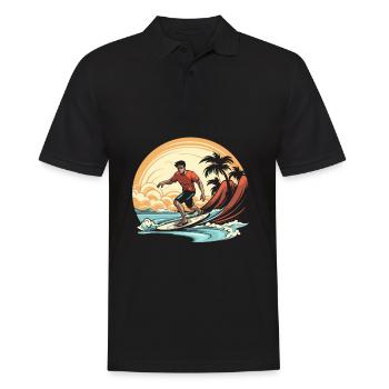 Surfer Surfen Cool Retro Surfer Vintage Surf - Männer Poloshirt - Schwarz - Vorne - Kai (181cm)