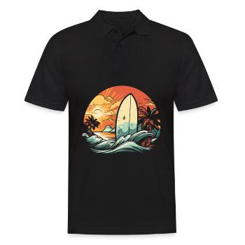 Surfer Surfen Cool Retro Surfer Vintage Surf - Männer Poloshirt - Schwarz - Vorne - Kai (181cm)