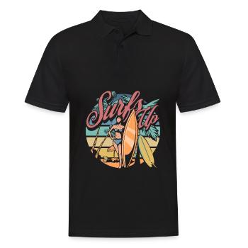 Surfer Surfen Cool Retro Surfer Vintage Surf - Men's Polo Shirt - black - Front - Kai (181cm)
