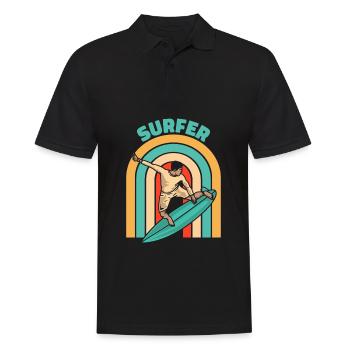 Surfer Surfen Cool Retro Surfer Vintage Surf - Männer Poloshirt - Schwarz - Vorne - Kai (181cm)