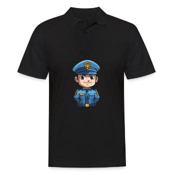 Polizist Polizei Niedlich - Männer Poloshirt - Schwarz - Vorne - Kai (181cm)