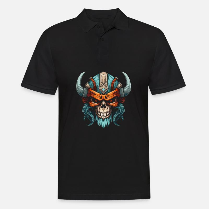 Wikinger Schädel - Männer Poloshirt - Schwarz
