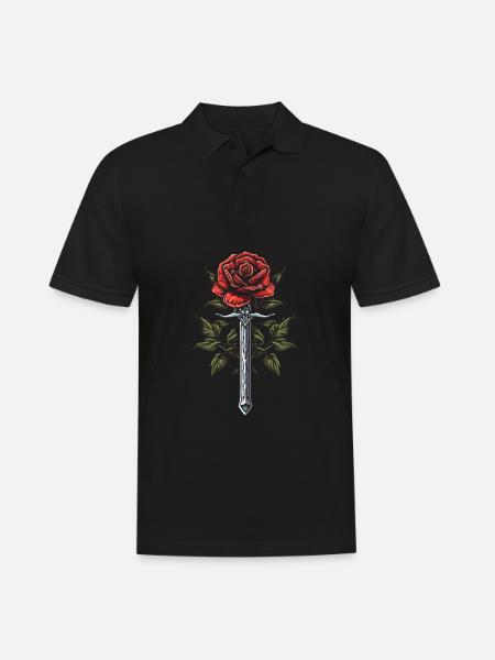 Red Rose Goth Sword - Men's Polo Shirt - black