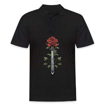 Rote Rose Goth Schwert - Männer Poloshirt - Schwarz - Vorne - Kai (181cm)