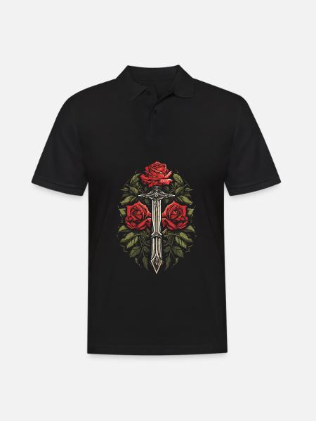 Épée Goth Rose rouge - Polo Homme - noir