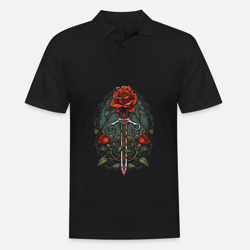 Red Rose Goth Sword - Men's Polo Shirt - black