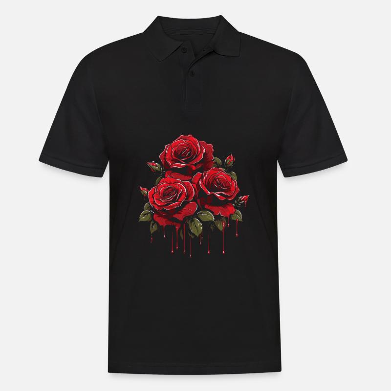 Rote Rose Goth Cool - Männer Poloshirt - Schwarz