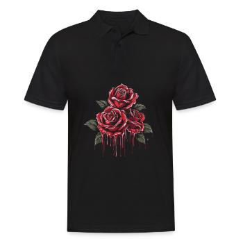 Rote Rose Goth Cool - Männer Poloshirt - Schwarz - Vorne - Kai (181cm)