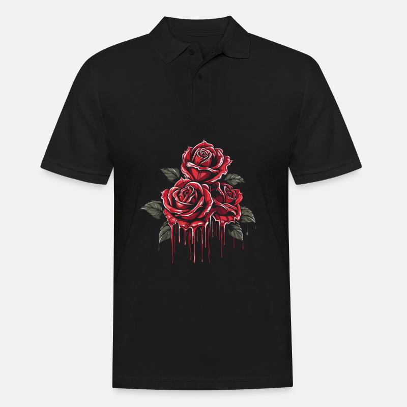 Rote Rose Goth Cool - Männer Poloshirt - Schwarz