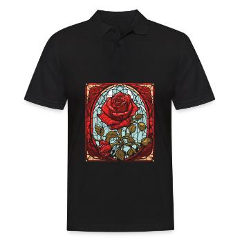 Rote Rose Goth - Männer Poloshirt - Schwarz - Vorne - Kai (181cm)