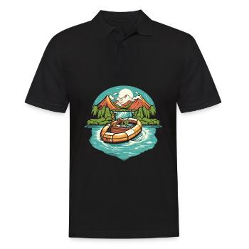 Rafting - Männer Poloshirt - Schwarz - Vorne - Kai (181cm)