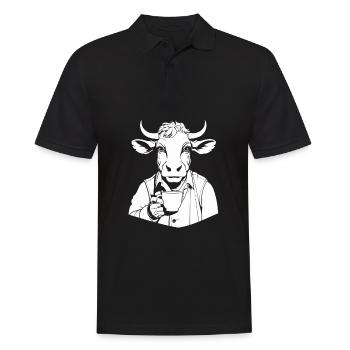 Vache, Agriculteur, Bétail, Café - Polo Homme - noir - Devant - Kai (181cm)