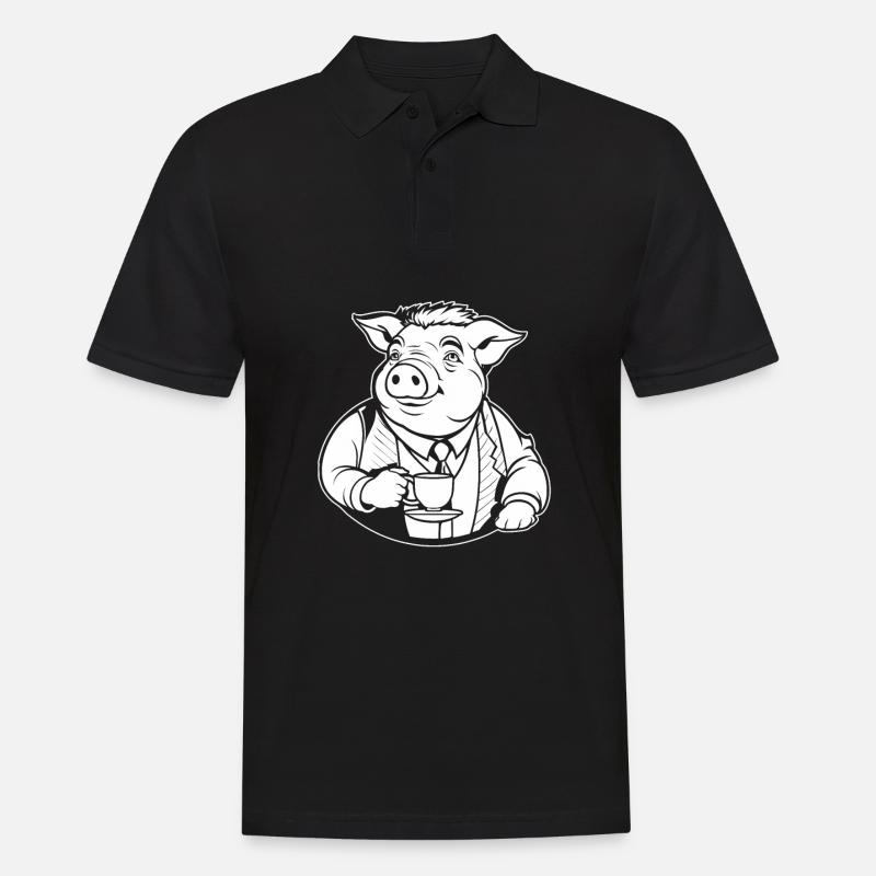 Cochon Cochon Fermier Café - Polo Homme - noir
