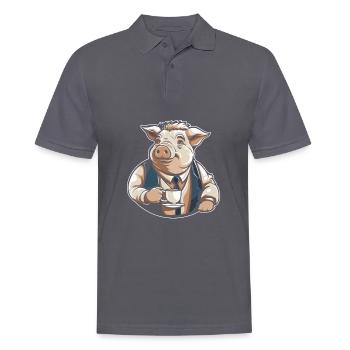 Pig Pig Farmer Coffee - Men's Polo Shirt - charcoal grey - Front - Nico (186cm)
