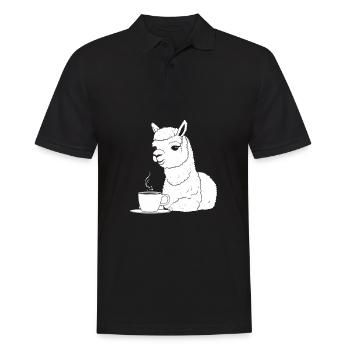 Alpaca Coffee - Men's Polo Shirt - black - Front - Kai (181cm)