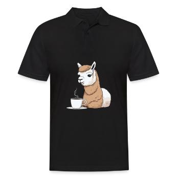 Alpaca Coffee - Men's Polo Shirt - black - Front - Kai (181cm)