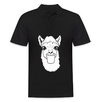 Alpaca Coffee - Men's Polo Shirt - black - Front - Kai (181cm)