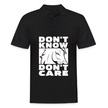 Pferd Reitsport Witzig Dont Know Dont Care - Männer Poloshirt - Schwarz - Vorne - Kai (181cm)