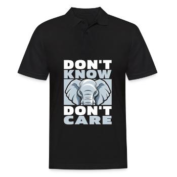 Elefant Witzig Dont Know Dont Care - Männer Poloshirt - Schwarz - Vorne - Kai (181cm)
